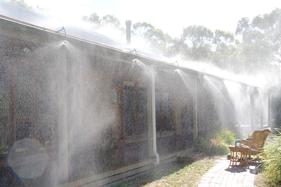 bushfire systems sprinkler system control fire roof blaze water fixed well houses around building installation remove